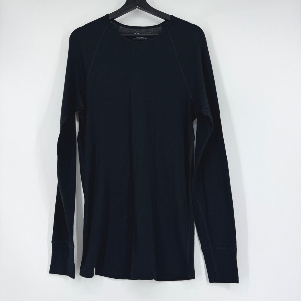 Ibex Mens XXL Black 100% New Zealand Merino Wool Long Sleeve Base Layer Shirt
